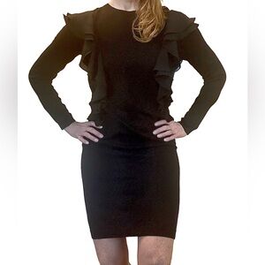 RALPH LAUREN Sweater Dress With Vertical Ruffles